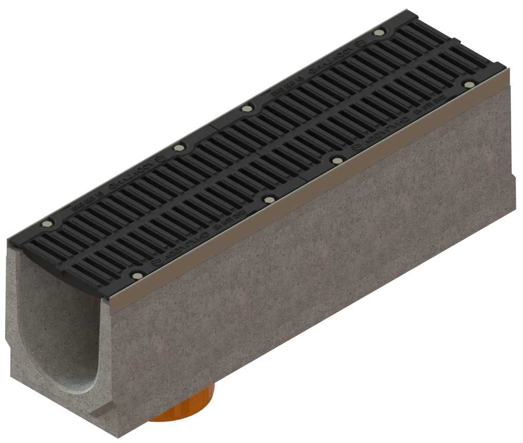 1m. set Schwerlastrinne Betonrinne DN200 26x26cm + Gussrost D400