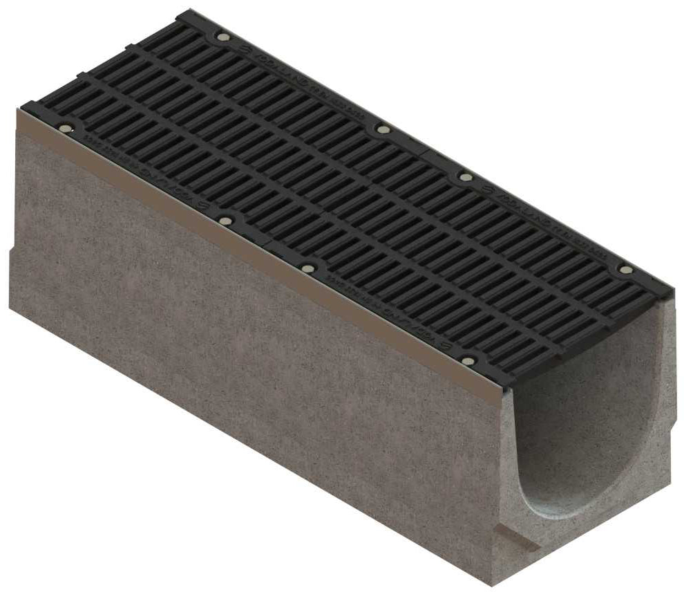 1m. set Schwerlastrinne Betonrinne DN300 36x31cm + Gussrost D400