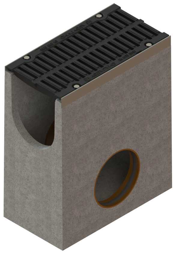 1m. set Schwerlastrinne Betonrinne DN200 26x26cm + Gussrost D400