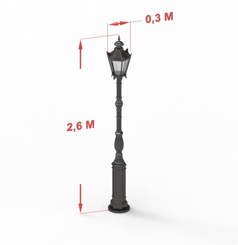 Farola de calle GI 1x cabezal H - 2600mm