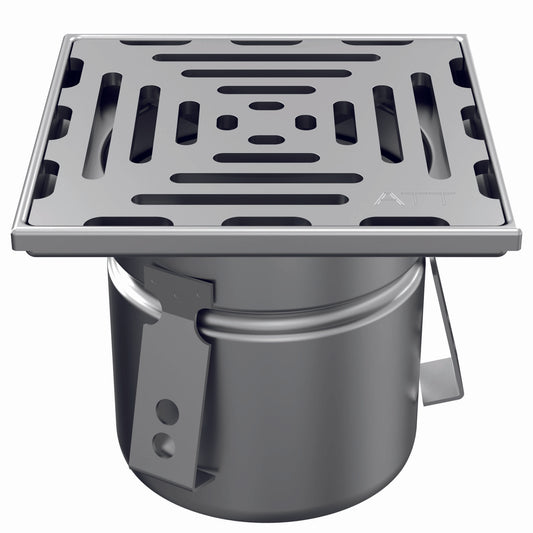 Desagüe de suelo 150x150mm, mini desagüe de acero inoxidable DN 110, vertical – cuadrado – de una pieza