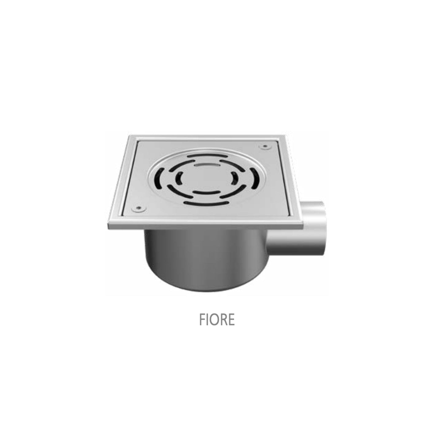 Desagüe de baño 100x100mm, acero inoxidable 304 – DN 32, horizontal – cuadrado