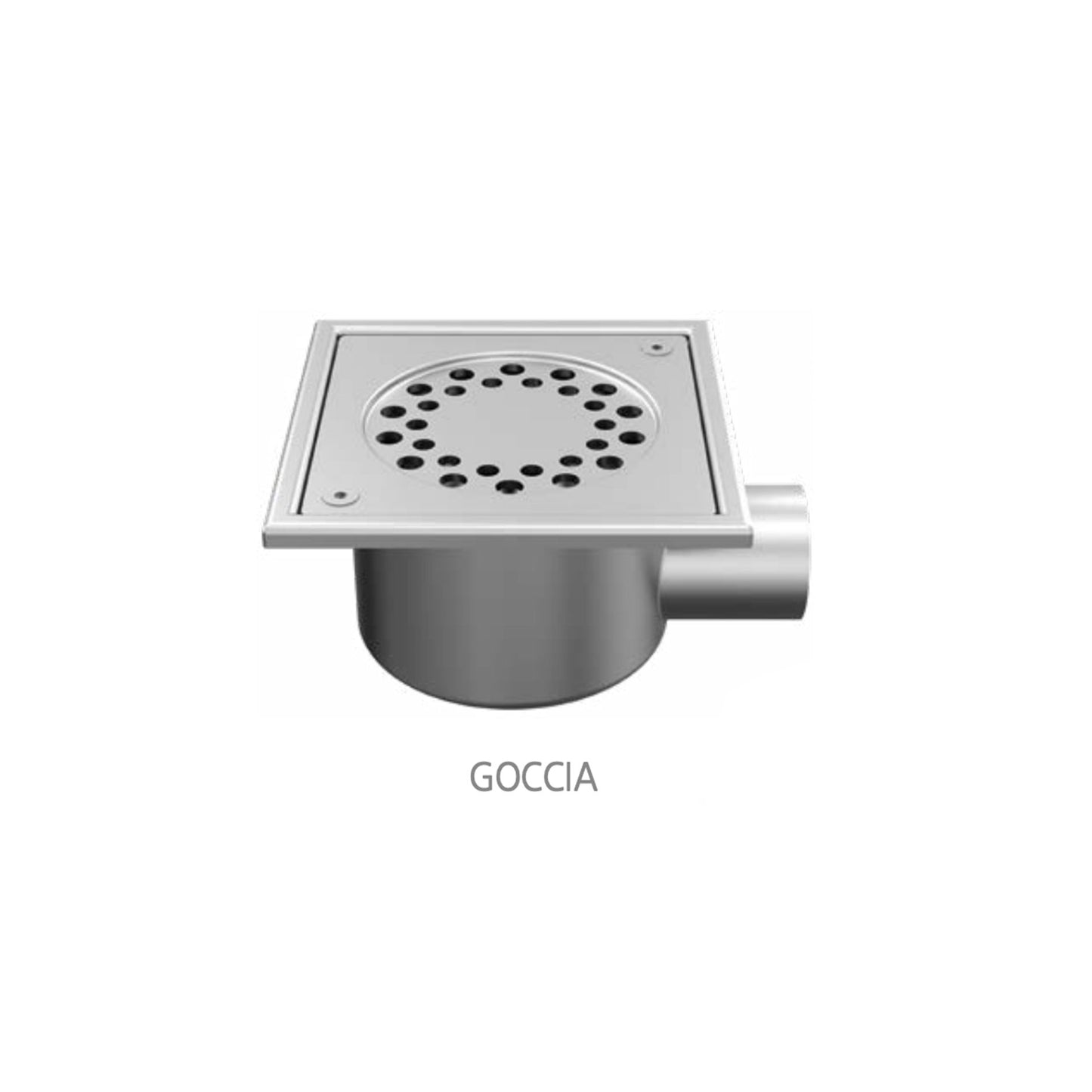 Desagüe de baño 100x100mm, acero inoxidable 304 – DN 32, horizontal – cuadrado