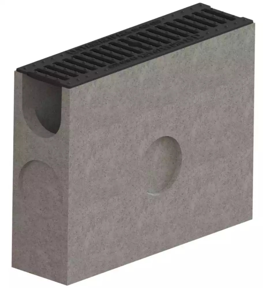 1m. set Entwässerungsrinnen Betonrinne C250 14x15 cm inkl. Gussrost & Kantenschutz C2500