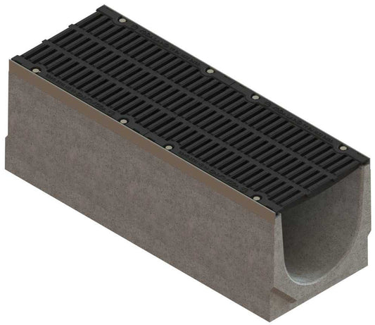1m. set Schwerlastrinne Betonrinne DN300 36x31cm + Gussrost D400