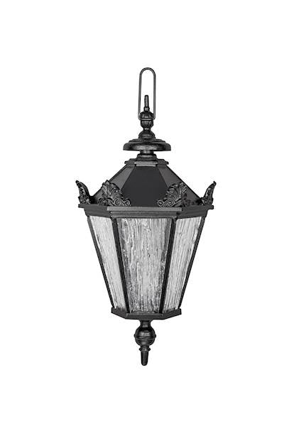 Lámpara colgante Schinkel SMALL – lámpara de hierro fundido, altura 49 cm, cabezal pequeño, negro, iluminación exterior