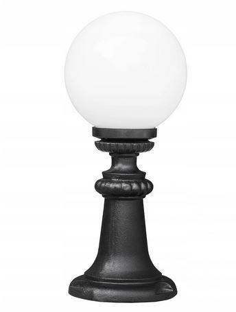 Lámpara de camino esférica I PEQUEÑA – lámpara de hierro fundido, altura 45 cm, cabezal de linterna ⌀20 cm, negra, iluminación exterior