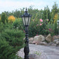 Farola clásica IV PEQUEÑA: farola de hierro fundido, altura 123 cm, pantalla pequeña (5 lados), color negro, iluminación exterior.