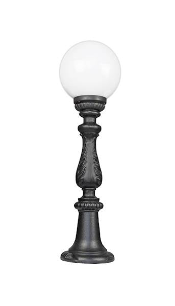 Lámpara de camino esférica II PEQUEÑA – lámpara de hierro fundido, altura 72 cm, cabezal de linterna ⌀20 cm, negra, iluminación exterior
