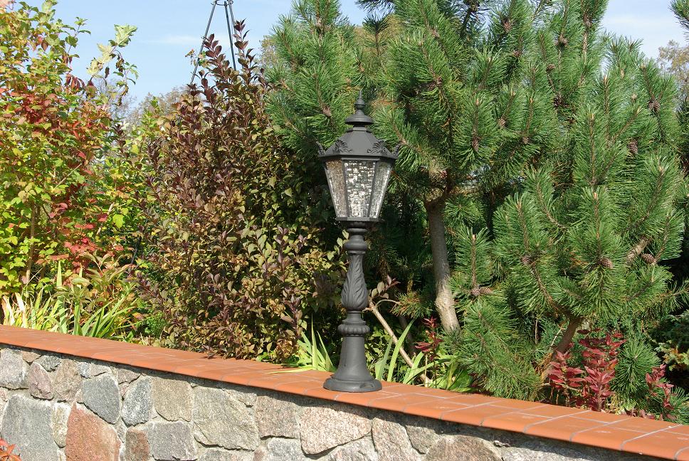 Schinkelleuchte II SMALL – Farola de hierro fundido, altura 90 cm, pantalla pequeña, color negro, iluminación exterior