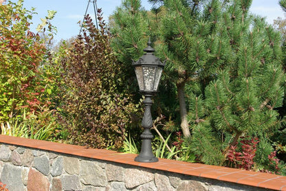 Schinkelleuchte II SMALL – Farola de hierro fundido, altura 90 cm, pantalla pequeña, color negro, iluminación exterior