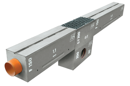 1m Schlitzrinne AS-S150 Betonrinne Monoblock 29x30cm DN150 F900 Entwässerungsrinne