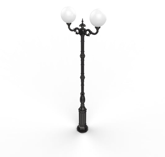 Lampe  Straßenlaterne GI 2x KUGEL H- 3000 mm