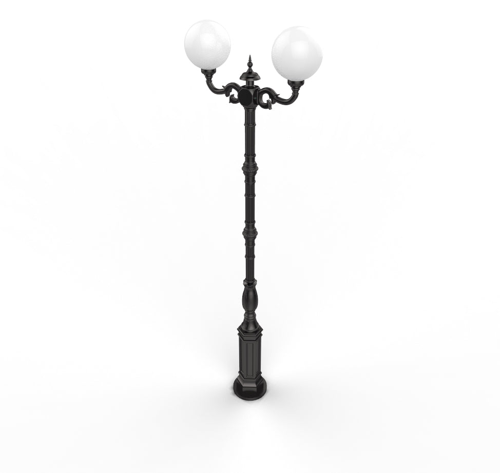 Lampe  Straßenlaterne GI 2x KUGEL H- 2300 mm
