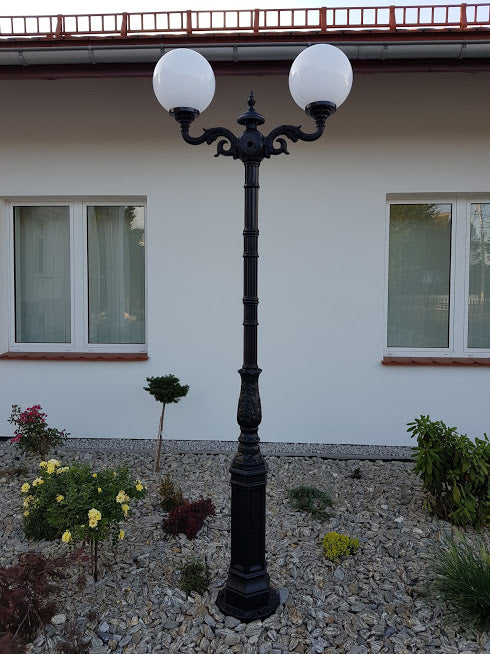 Lampe  Straßenlaterne GI 2x KUGEL H- 2300 mm