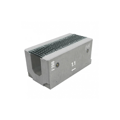 Canal de drenaje de hormigón armado de 1 m AS-200 Tipo 1 53x50 cm C250-F900kN con rejilla de fundición