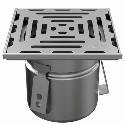 Desagüe de suelo 150x150mm, mini desagüe de acero inoxidable DN 110, vertical – cuadrado – de una pieza 