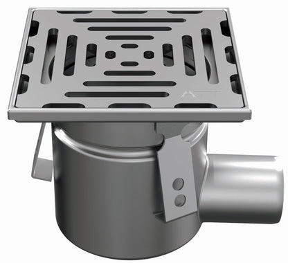 Desagüe de suelo 150x150mm, mini desagüe de acero inoxidable DN 50, horizontal – cuadrado – de una pieza 
