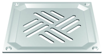 Desagüe de suelo 150x150mm, mini desagüe de acero inoxidable DN 75, rejilla de chapa perforada, vertical – cuadrado – de una pieza 