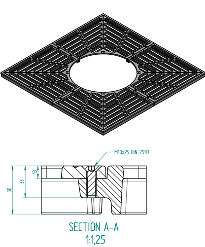 Rejilla de protección para árboles 150x150 cm ⌀ 70cm